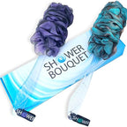 SHOWER BOUQUET Loofah-Charcoal Back-Scrubber Color-2-Pack // Long-Handle-Loofa-Lufa Bath-Sponge Brush/Extra Large Soft Mesh for Men & Women - Exfoliate with Full Pure Cleanse in Bathing Accessories