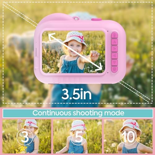 Kids Camera Instant Print 3.5 inch, Instant Print Camera for Kids That Prints Pictures Instantly, Toddler Kids Instant Print Digital Camera, 4 5 6 7 8 9 10 11 12 Year Old Girls Boys Birthday Toys Gift