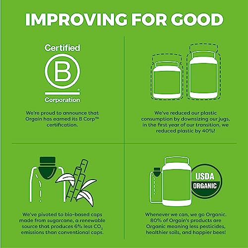 Orgain Organic Protein + Superfoods Powder, Vanilla Bean - 21g of Protein, Vegan, Plant Based, 8g of Fiber, No Dairy, Gluten, Soy or Added Sugar, Non-GMO, 1.12lb