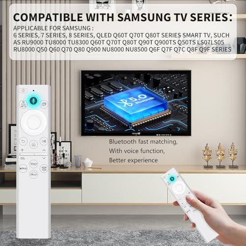 BN59-01391A Solar Voice Remote Replacement for Samsung Frame TV Remote with Bluetooth Rechargeable Solar Cell, Compatible with Samsung 2021-2023 Neo LED Smart 4K Ultra HD TV, White
