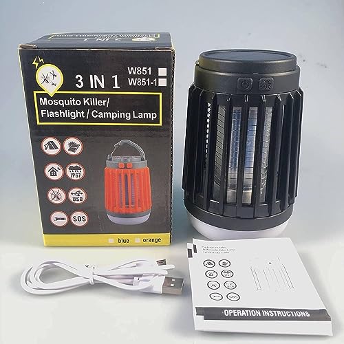 2pack Solar Bug Zapper Light Bulb,3 in 1 Mosquitoes Killer USB Rechargeable Camping Light Flashlight,IPX6 Waterproof Portable Light Bulb Zapper for Doorway,Corridor,Balcony,Patio (Black)