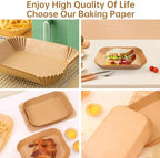 Air Fryer Parchment Paper Liners, 100Pcs Cooking Non-Stick Air Fryer Accessories, Frying Pan, Oil-proof Air Fryers for Ninja DZ201 Air Fryer Baking Roasting Microwave(8.7X5.6IN)