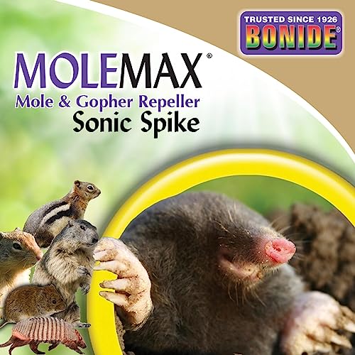 Bonide Molemax Animal Repellent Stake For Gophers and Moles, Battery Operated, Humane Repellent