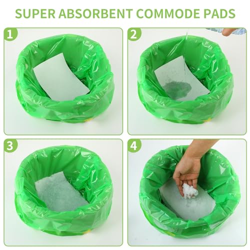 Moodooy Super Absorbent Bedpan Liners, Medical Grade 100 Count, Bedside Commode Pads, Absorbent Gel to Reduce Odor, for Bedside Commode Liners Disposable, Commode Chair, Portable Toilet Bags