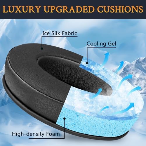SOULWIT Cooling-Gel Ear Pads Cushions Replacement, for Razer Kraken 2019/Tournament Edition/Ultimate/Kitty, Earpads for Nari/Essential/Ultimate, Kraken X/V3 X Headset - Matte Black