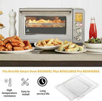 Upgraded Air Fryer Basket Replacement for Breville Smart Oven Parts 304 Stainless Steel Air Fryer Tray BOV800XL Pro BOV845BSS Breville Air Fryer Accessories Mesh Basket Oven Baking Pan 2 Pcs