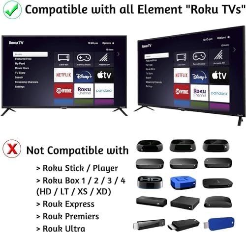OEM Replacement Remote Control Compatible with All Element Roku TV Smart 4K Ultra HDTV 【Only Works with Element Roku TV, Not for Roku Stick and Roku Box】 (Netflix/Disney Plus/Apple TV+ / HBO Max)