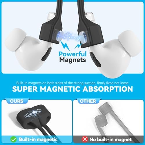 4 Pack Magnetic AirPod Strap,AirPod Lanyard Anti-Lost Cord for Sports Anti-Loss, AirPod Accessories Compatible with AirPods 4 Case 2024, AirPod Pro 2nd/1st, AirPod 3, AirPod 2/1