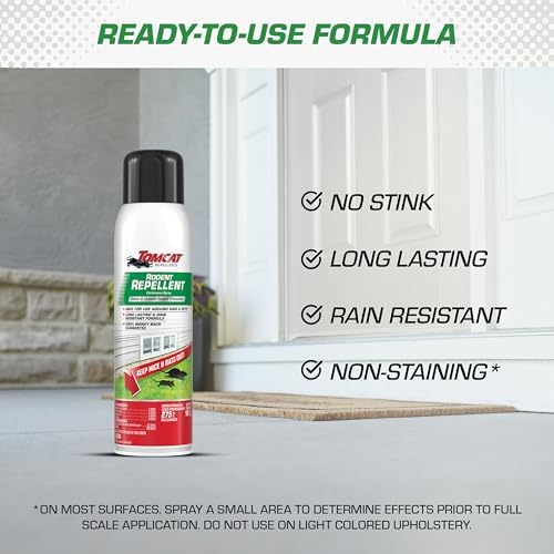 Tomcat Rodent Repellent for Indoor and Outdoor Mouse and Rat Prevention, Continuous Spray, 14 oz.