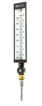WGTC Thermometer AS5H909 9" Scale, 3-1/2" Stem Length, -40/110°F Temperature Range Blue Spirit Filled Industrial Thermometer with ABS Case, and Adjustable Angle Stem