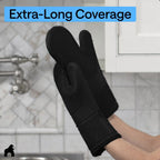 GORILLA GRIP BPA-Free Soft Silicone Oven Mitts, 550F Heat Resistant Waterproof Cooking Safety Gloves, Thick Cotton Lining, Flexible Gripping for BBQ Grilling, Kitchen Potholders Set, 12.5x8.3, Black