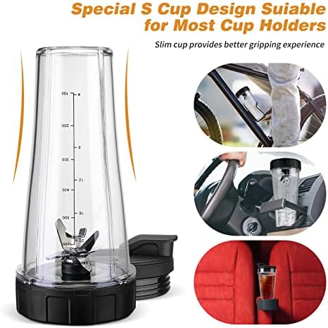 Ninja Blender Cups Replacement 24 oz Slim Cups Kit with Sip & Seal Lids BL450 BL480 BL486 BL487 BL492 BL494 BL642 BL682 NN100 BL2012