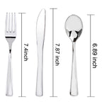 WDF 300 Pieces Silver Plastic Silverware - Plastic Silverware- Plastic Silverware Heavy Duty - 100 Forks 100 Knives 100 Spoons - Disposable Silver Plastic Cutlery Perfect for Party/Wedding/Christmas