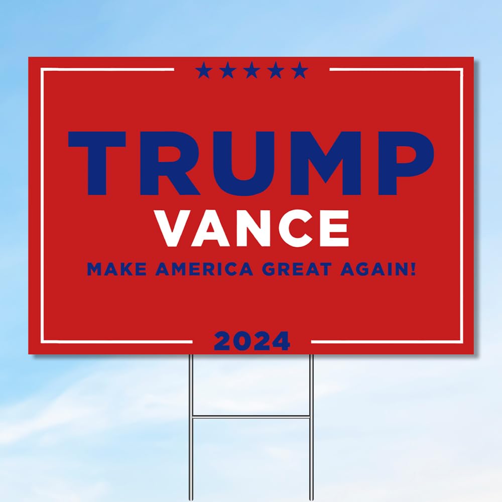 Trump Vance Yard Sign, 18" x 12" Double-Sided Trump Vance 2024 Yard Sign With Stake, MAGA Trump Yard Sign, Show Your Support, Decorate Your Lawn With Trump Vance Campaign Yard Sign 2024