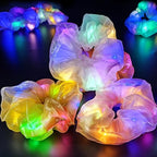 Light Up Scrunchies, Valentine's Day Double-layer LED Scrunchy Hair Ties Glow in the Dark Party Supplies Glow Sticks Party Favor Rave Accessories for Women Girls Neon Party, Fun Hair Accessories