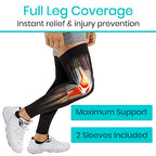 Vive Full Leg Compression Sleeves for Men & Women (Pair) - Knee, Calf, & Thigh Support Brace Wrap for Basketball, Football, Wrestling - Footless Long Running Accessories for Shin Splints (Small)