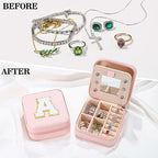 Parima Teen Girl Gifts Trendy Stuff - Travel Jewelry Boxes for Girls, Necklace Earring Organizer for Girls, 4-16 Year Old Birthday Gifts for Teen Girls, Christmas Gifts for Girls 2024 - Letter B, Pink