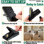 Large Rat Traps, Excellent Traps for Gophers, Mouse Traps Indoor Outdoor, Snap Traps That Work, Quick Effective Sanitary Safe, Snap Trap for Trapping Against Mouse, Chipmunk