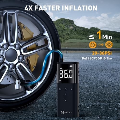 Tire Inflator Portable Air Compressor, 10000mAh Cordless Air Pump for Car Tires, 150PSI Electric Bike Tire Pump with Pressure Gauge, LED Light for Motorcycle, Bicycle, Ball, Car Accessories