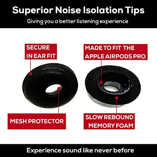 Memory Foam Earbud Tips - Premium Noise Isolation, Replacement Foam Ear Tips, 10 Pack for Airpods Pro (SFAIR Medium, Black)