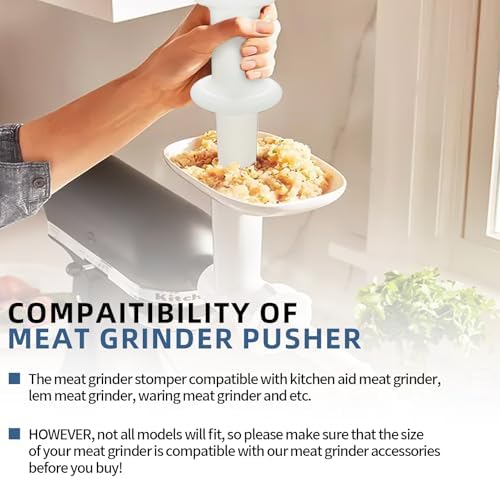 Universal Meat Grinder Pusher Stomper for Kitchenaid Lem Meat Food Grinder Parts, Meat Grinder Attachments Replacement for Lem Meat Grinder Pusher Tool, 9.8 Inch HDPE Food Grade Material, 1 Pcs