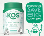 KOS Vegan Protein Powder, Unflavored & Unsweetened - Low Carb Pea Protein Blend, Organic Superfood Rich in Vitamins & Minerals - Keto, Soy, Dairy Free - Meal Replacement for Women & Men - 20 Servings