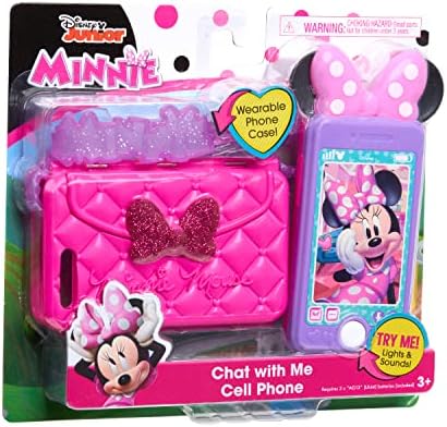 Disney Junior Minnie Mouse Chat with Me Pretend Play Cell Phone Set, Lights and Sounds, Officially Licensed Kids Toys for Ages 3 Up by Just Play