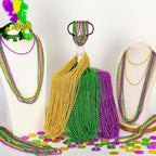 120PCS Mardi Gras Beads, 33" Beaded Necklace, Purple Gold Green Mardi Gras Accessories, Party Costume Necklaces Parade Throws Women Men Beads Bulk for Party Event Favors Supplies Decorations