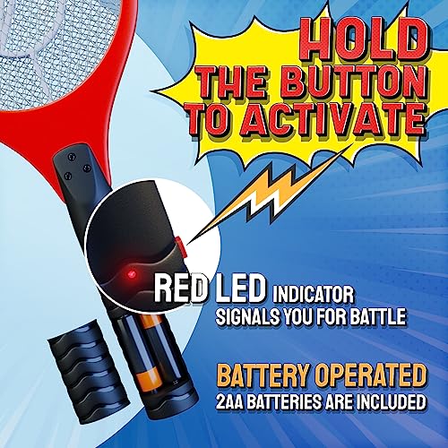 ASISNAI Bug Zapper 18" Electric Fly & Mosquito Swatter Racket - Outdoor/Indoor Killer for Flies, Battery-Operated Tennis Killing Zap, 3000 Volts Electronic Catcher, 2 AA Batteries Included - Red