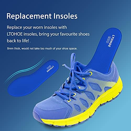 LTOHOE Memory Foam Insoles for Men - Replacement Insoles for Running, Hiking, Sneakers - 8mm Navy US 13