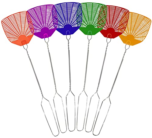 Supreme Bug & Fly Swatter 6-Pack – Braided Metal Handle 6 Pack Fly Swatters, Multi Pack Colors, – for Indoor/Outdoor – Flyswatter (21 inch- Set of 6)