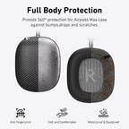 Case Cover for AirPods Max Headphones,AHBTEYM Carbon Fiber Texture TPU Ear Cups Cover/Ear Pads Case Cover/Headband Cover for Apple AirPod Max,Accessories Silicone Protector Cover(Matte Black)