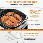 Air Fryer Accessories Compatible with Instant Pot Vortex, Cosori, Ultrean, Chefman, Breville + More, Air Fryer Rack, Air Fryer Cheat Sheet Guides, Air Fryer Liners and Cleaner Brush by INFRAOVENS
