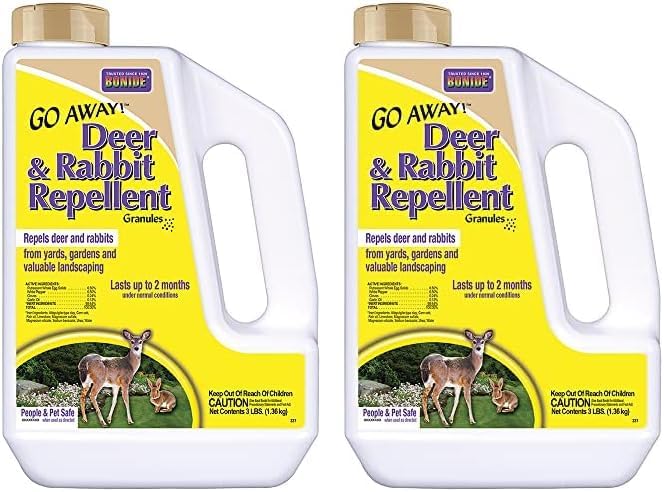 Bonide Go Away! Deer & Rabbit Repellent Granules, 3 lb. Ready-to-Use, Deter Deer from Garden, Flowers & Plants (Pack of 2)