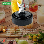 2 Pack 6 Fins Blender Blade Assembly and Single Serve 16 oz Cups Replacement Parts Compatible with Nutri Ninja BL770 BL771 BL772 BL740 BL780 BL660 BL663 Professional Smoothie Blender (3.35 inch)