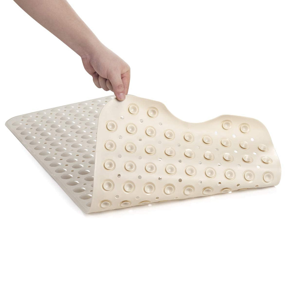 AmazerBath Bath Tub Mat, 40 x 16 Inches Non-Slip Shower Mats with Suction Cups and Drain Holes, Bathtub Mats Shower Stall Mats Machine Washable, Beige
