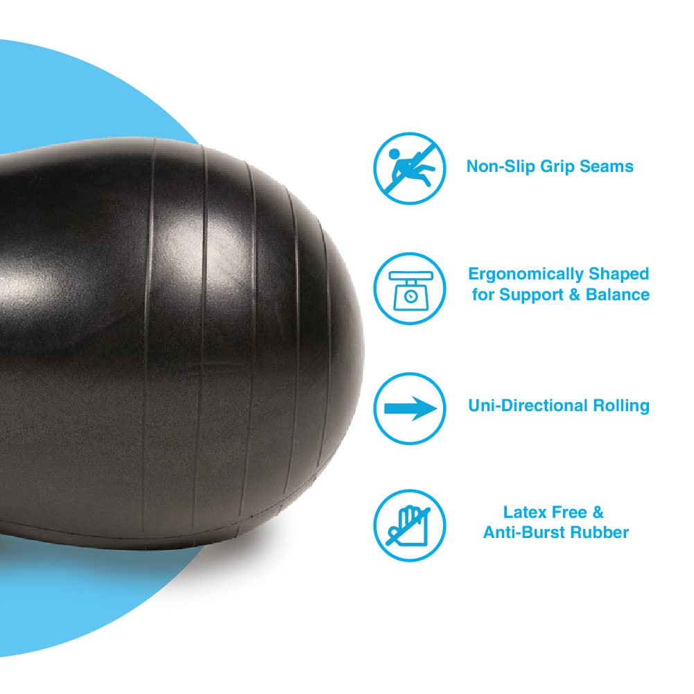 Chirp Cloud Peanut Mobility Ball for The Back, Physical Therapy Massage Ball for Adults, Exercise Balance Ball, Sensory Therapy Toys for Autistic & ADHD - 2 Pack (Mint 100x50cm, Black 60x30cm)