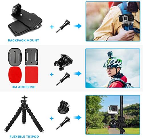 Luxebell Accessories Kit for AKASO EK5000 EK7000 4K WiFi Action Camera GoPro Hero 12 11 10 9 8 7 6 5/Session 5/Hero 4/3+/3/2/1 Max Fusion SJ4000 SJ5000 (14-in-1)