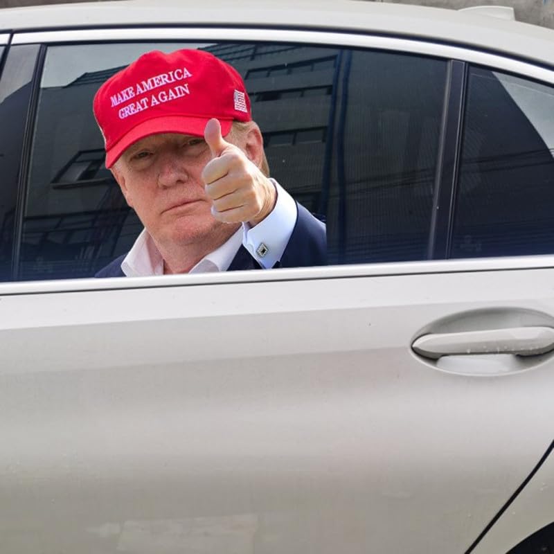 TGFADAM Donald Trump 2024 Car Window Decal Make America Great Again Window Cling Funny Sticker for Outside Window of Vehicles Automotive(Left)