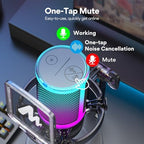 MAONO Gaming USB Microphone for PC with Noise Cancellation, Computer RGB Condenser Mic for Streaming Discord Twitch YouTube Podcast Online Chat PS4 PS5, GamerWave DGM20