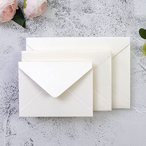 PONATIA 50 PCS/Pack A7 Envelopes, 5.25 x 7.5'' Shiny Ivory Envelopes, Perfect 5x7 Envelopes for Wedding Invitation Cards, Christmas Gift Cards Envelopes, Acrylic Invitations, Photos