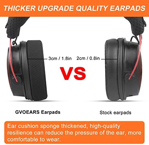 Upgraded Replacement Earpads Cushions for HyperX Cloud/Alpha, Audio Technica M50X/M40X, Turtle Beach Stealth 400/600 & More - Ear Pads with Breathable Mesh Fabric/Added Thickness/Memory Foam