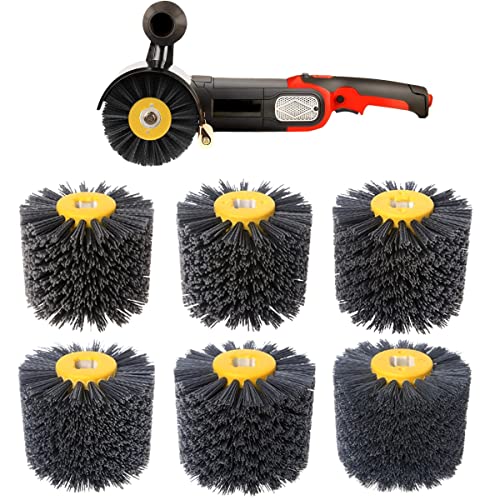 YKLP 5 Inch Abrasive Nylon Drawing Wheel,Drum Burnishing Brush for Wooden Furniture Floor Polishing 120 Grit
