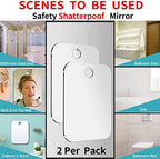 Shatterproof Shower Mirror Fogless for Shaving(2 Pack,Larger 10.7x8 inch)43% Than Original,Unbreakable Deluxe Plexiglass Makeup Mirror,Largest Bathroom Wall Hanging,Portable Handheld Camping,Silver