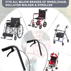 Wheelchair Handle Extenders, (400lbs Weight Capacity) Adjustable Wheel Chair Accessories Adults - Stroller Handle Extender, Extendable Handle for Wheelchair, Rallator & Stroller (with Brake)