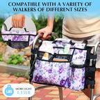 Walker Accessories for Folding Walker Double Sided Walker Bag with Cup holer Organizer Pouch Storage Tote for Rollator Carrying