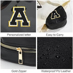 YOOLIFE Initial Makeup Bag Travel Toiletry Bag, Clear Makeup Bag Car Accessories For Women Clear Makeup Bags With Zipper Girlfriend Teacher 13 Year Old Girl Gifts Daughter Girl Gifts Mini Black Q