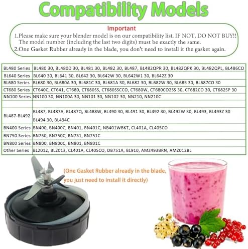 7 Fins Blender Blade Compatible with Ninja BN401 BN751 BN801 BL480-30, Ninja Blender Replacement Parts for Auto iQ BL682-30 BL642-30 BL687CO-30 BL482-30 Extractor Blade Assembly