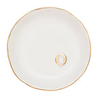 COLLECTIVE HOME - Ceramic Jewelry Tray, Decorative Trinket Dish for Rings Earrings Necklaces Bracelet Watch Keys, Birthday Mother's Day for Women, 4.75", White Surface (O)