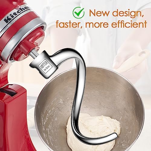 Stainless Steel Spiral Dough Hook Replacement for KitchenAid 4.5-5 Qt. Tilt-Head Stand Mixers.Accessories Compatible for Kitchen Aid K45, K45SS, KN15E1X, KSM75, KSM85PS, KSM88PSQ, KSM90 etc.